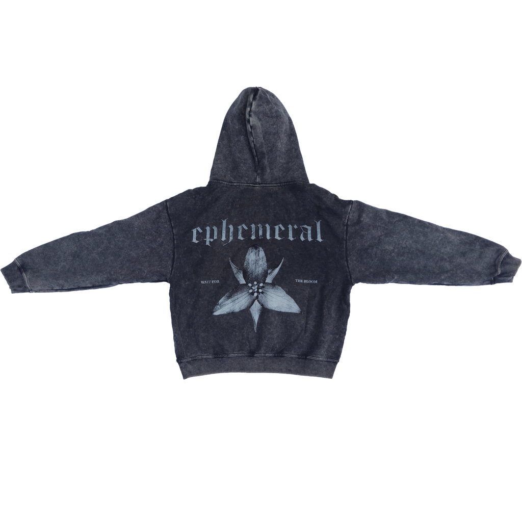 Wait For The Bloom | Charcoal Hooded Zip-up