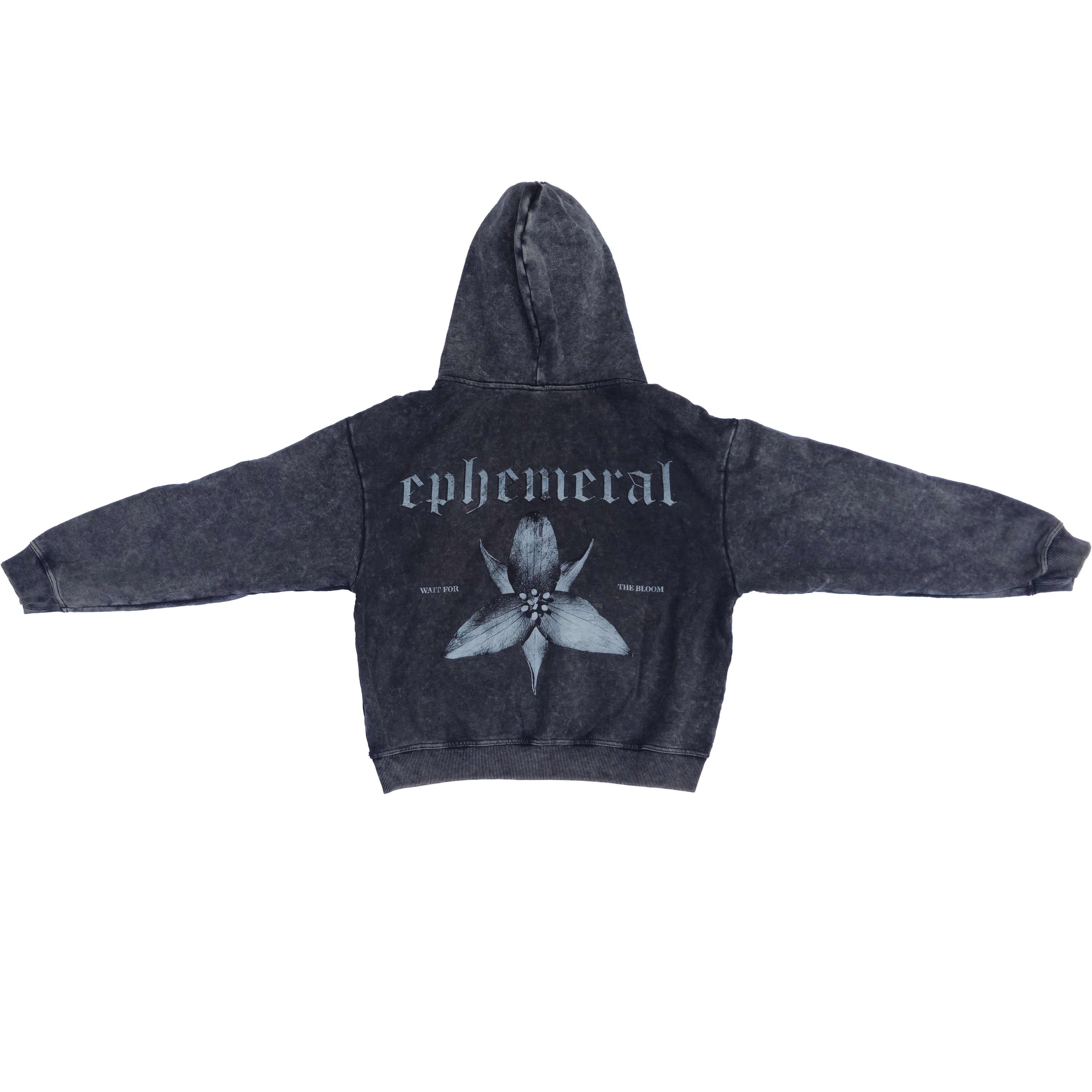 Wait For The Bloom | Charcoal Hooded Zip-up