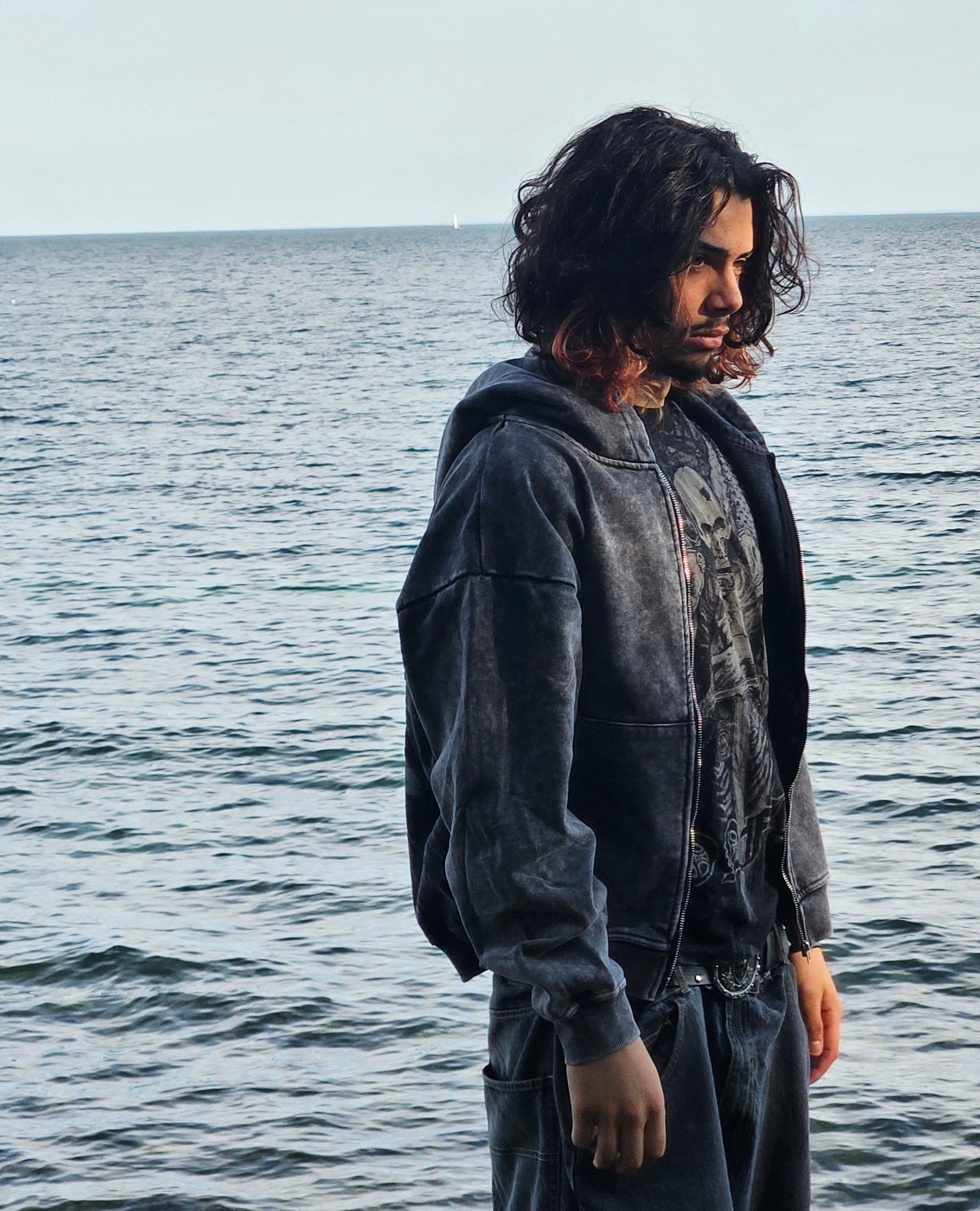 Wait For The Bloom | Charcoal Hooded Zip-up