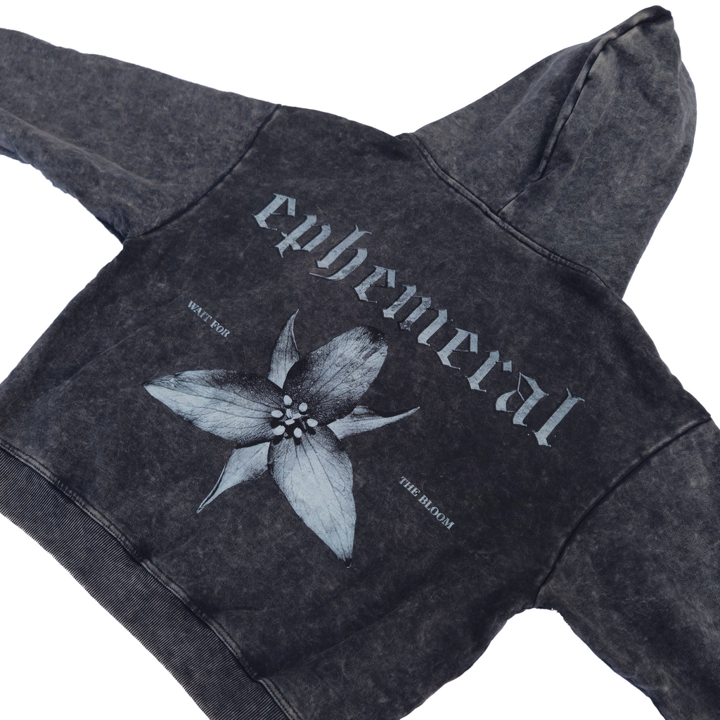 Wait For The Bloom | Charcoal Hooded Zip-up